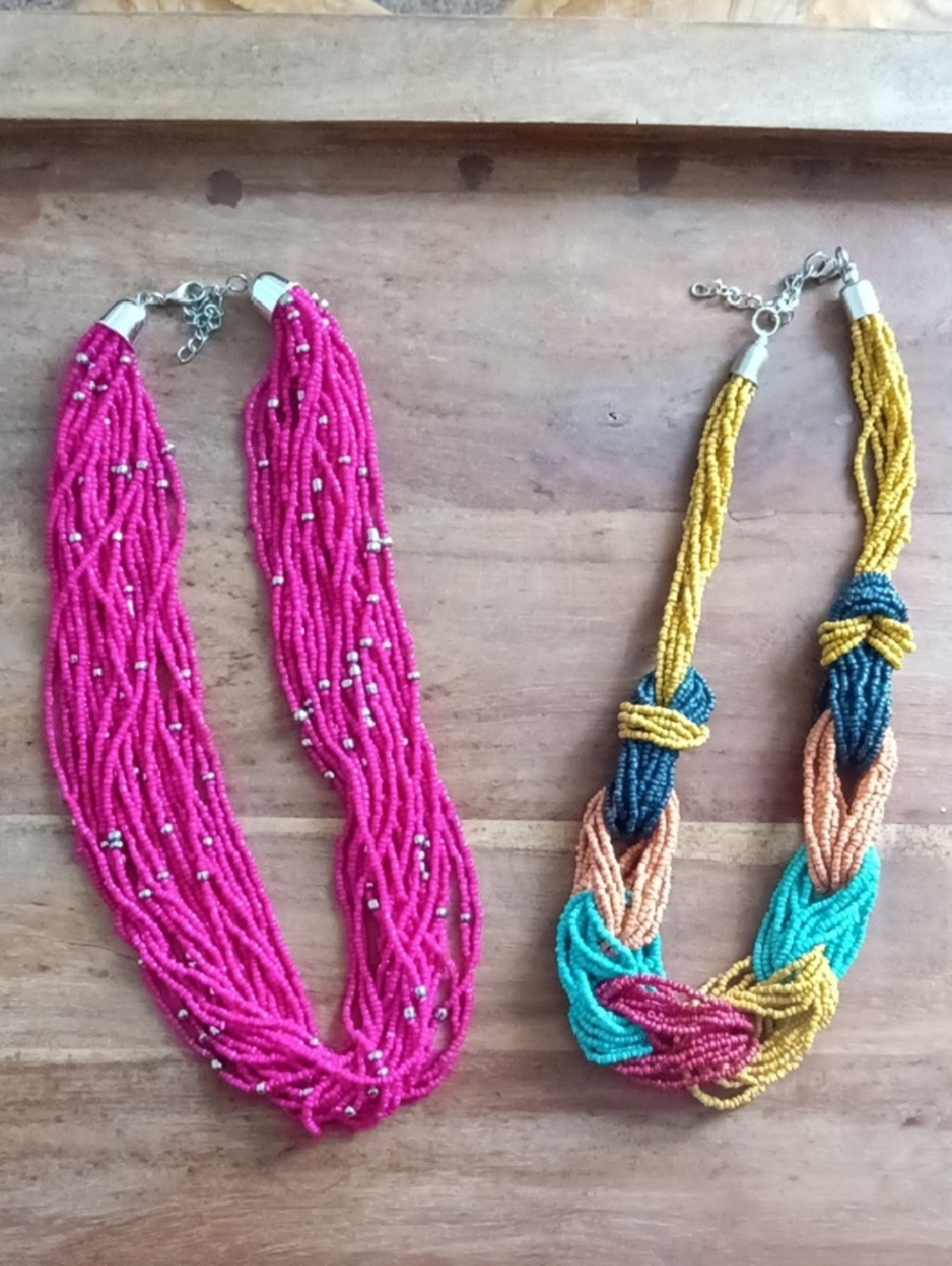 Handmade Pink Seed Bead Multi-Strand Necklace - Women Jewelry